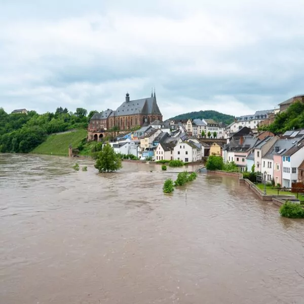 Hochwasser der Saar in Saarburg 2021